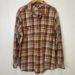 Eddie Bauer Classic Fit Orange Button Up Flannel Shirt Size T3XL